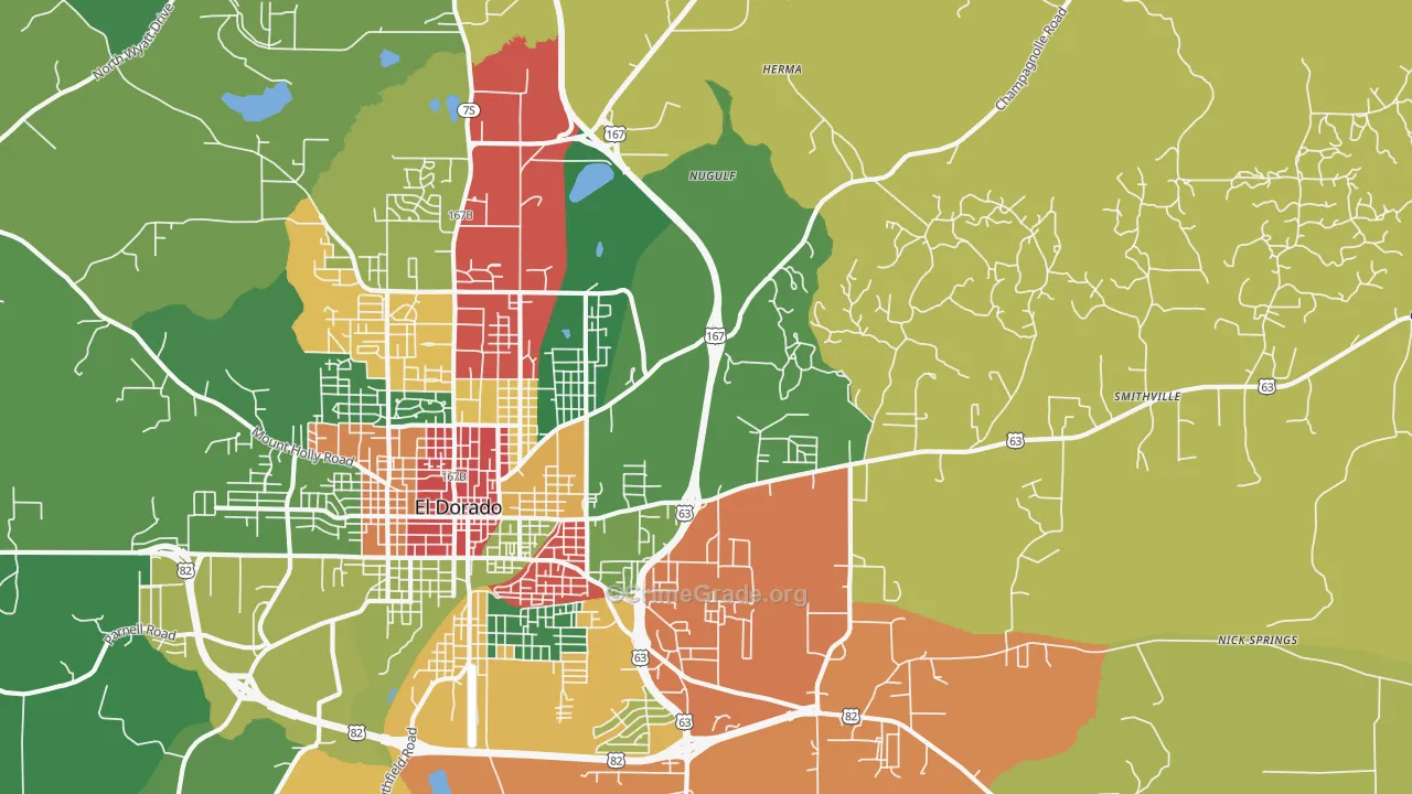 Sandy Land, AR Map of Theft Rates