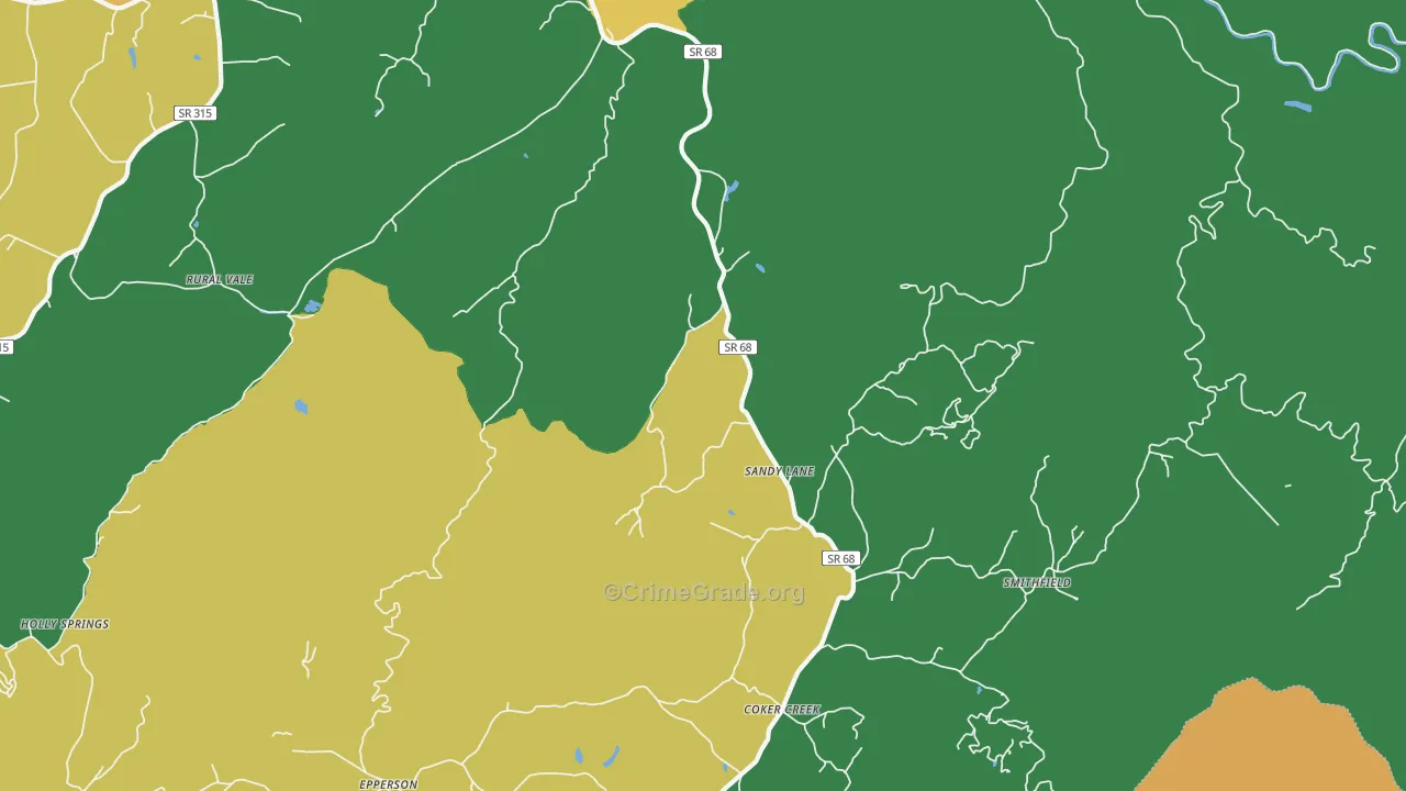 Sandy Lane, TN Map of Theft Rates