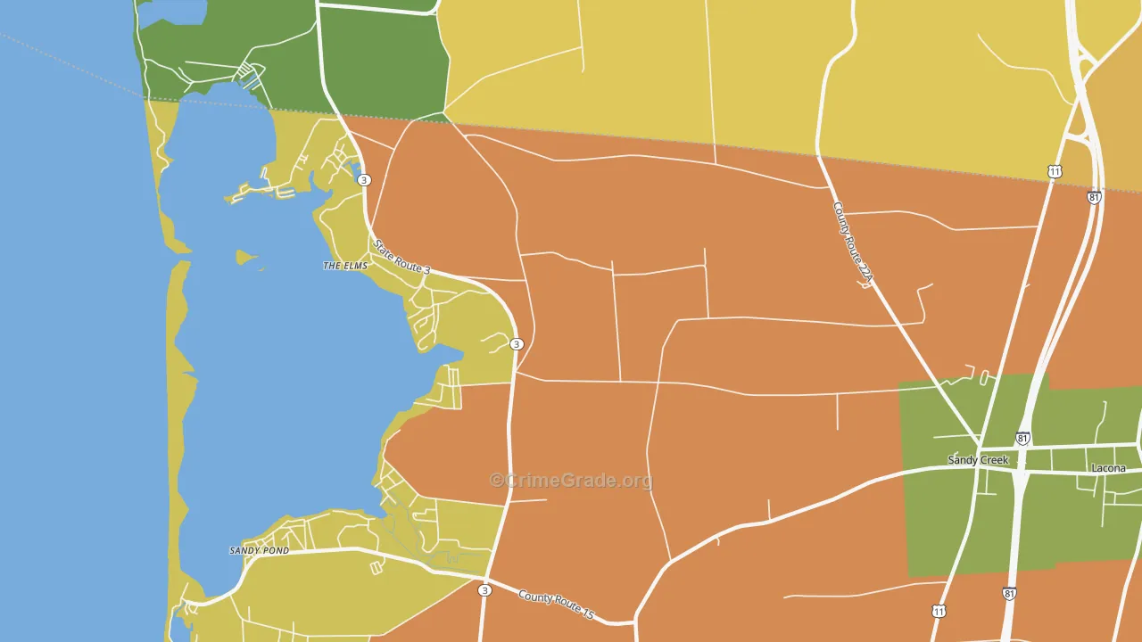 Sandy Pond, NY Map of Theft Rates