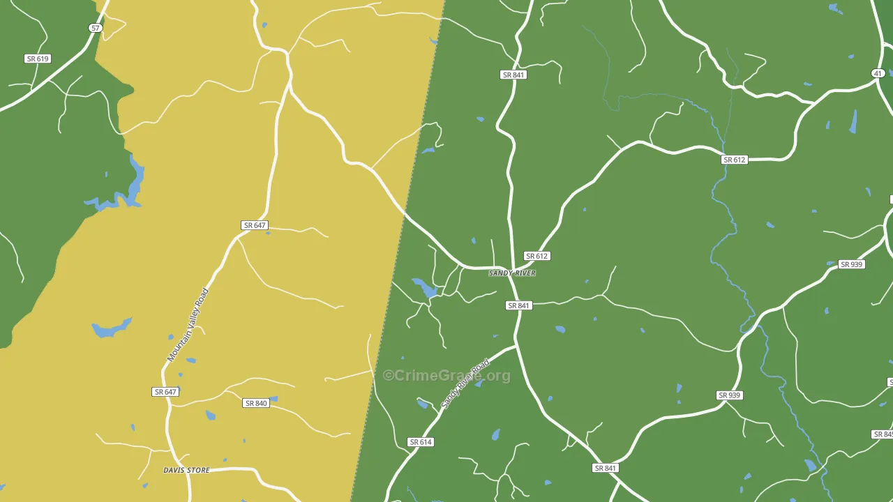 Sandy River, VA Map of Theft Rates