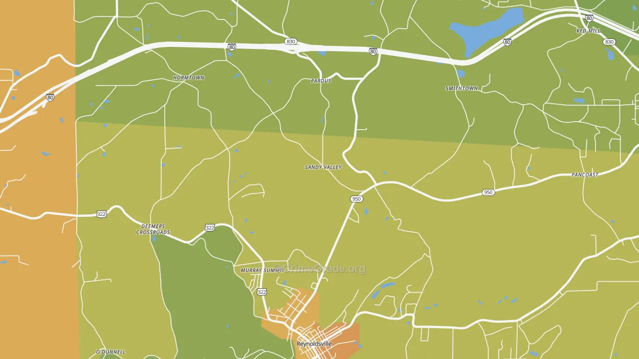 Sandy Valley, PA Map of Theft Rates