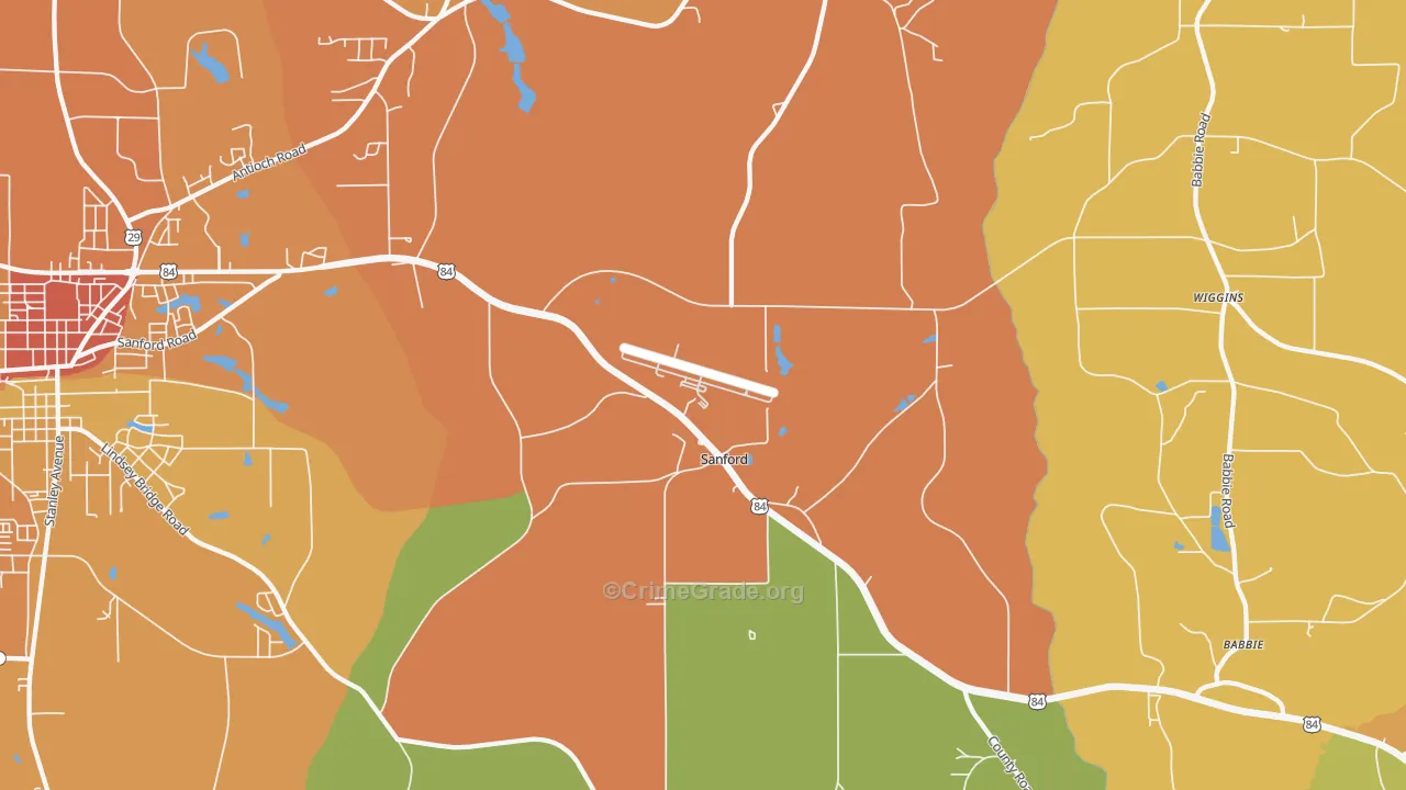 Sanford, AL Map of Theft Rates