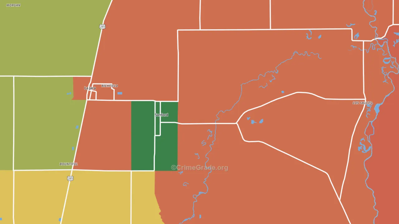 Sanford, CO Map of Theft Rates
