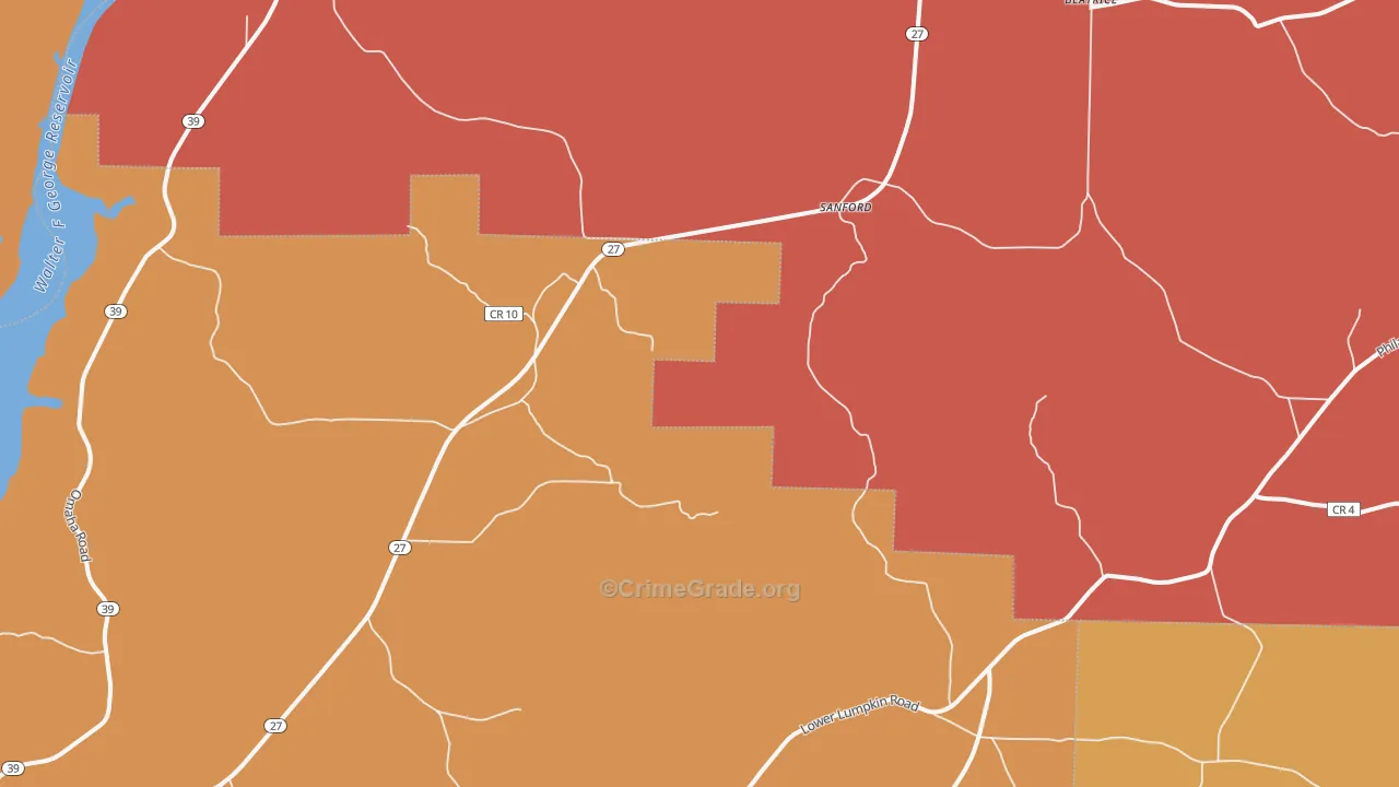 Sanford, GA Map of Theft Rates