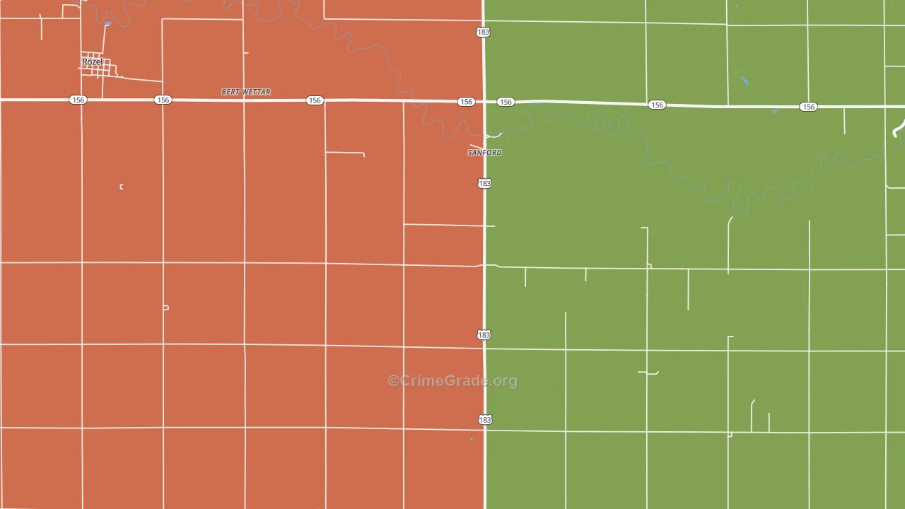 Sanford, KS Map of Theft Rates