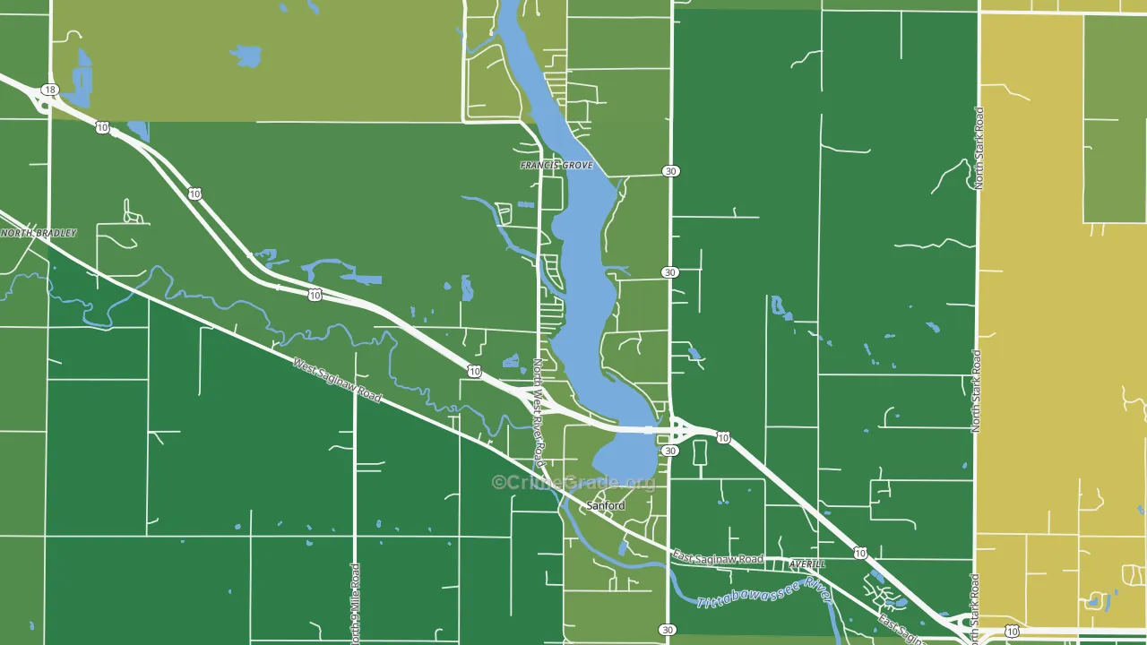 Sanford, MI Map of Theft Rates