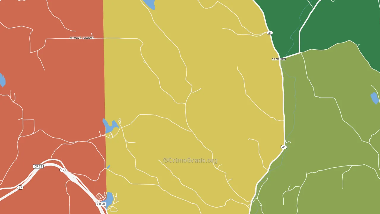 Sanford, NY Map of Theft Rates