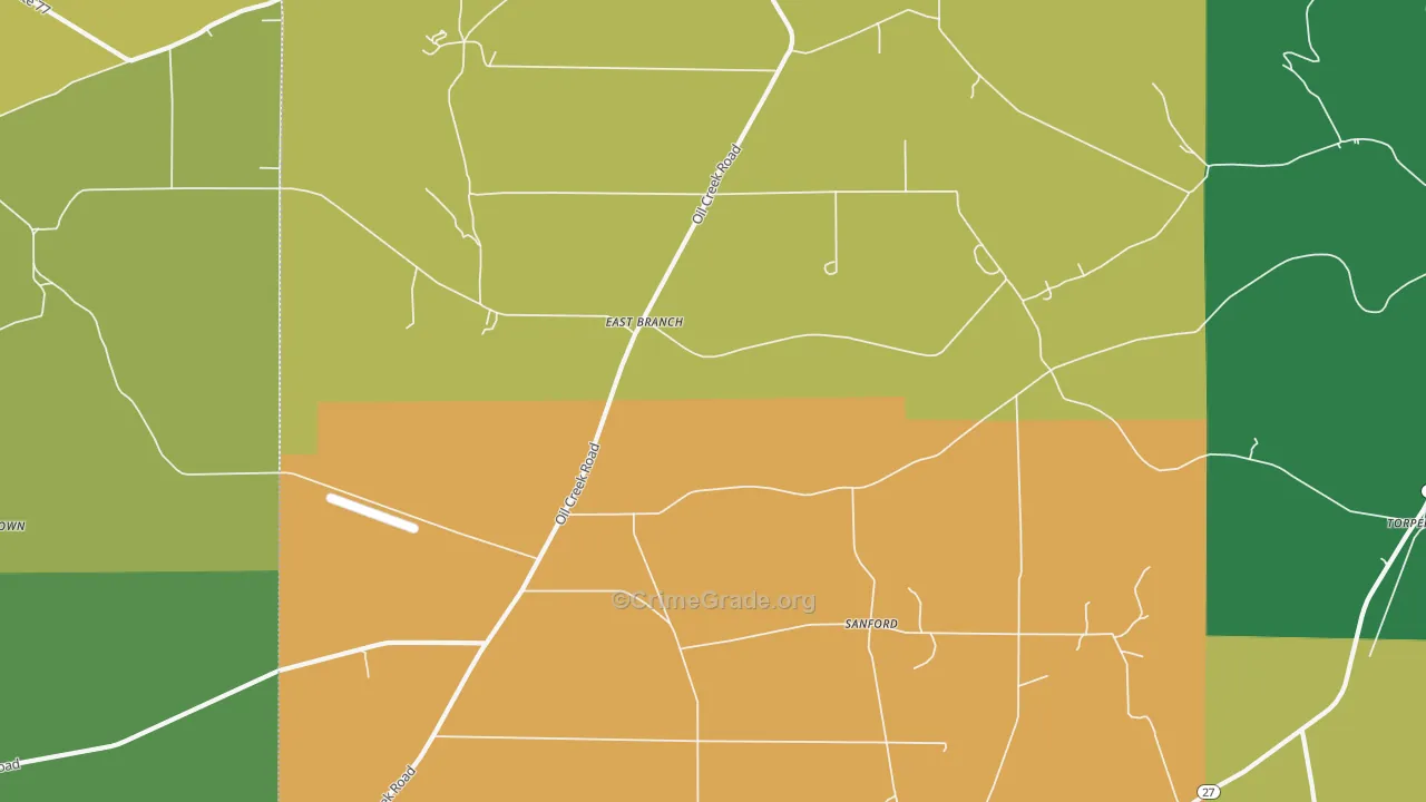 Sanford, PA Map of Theft Rates