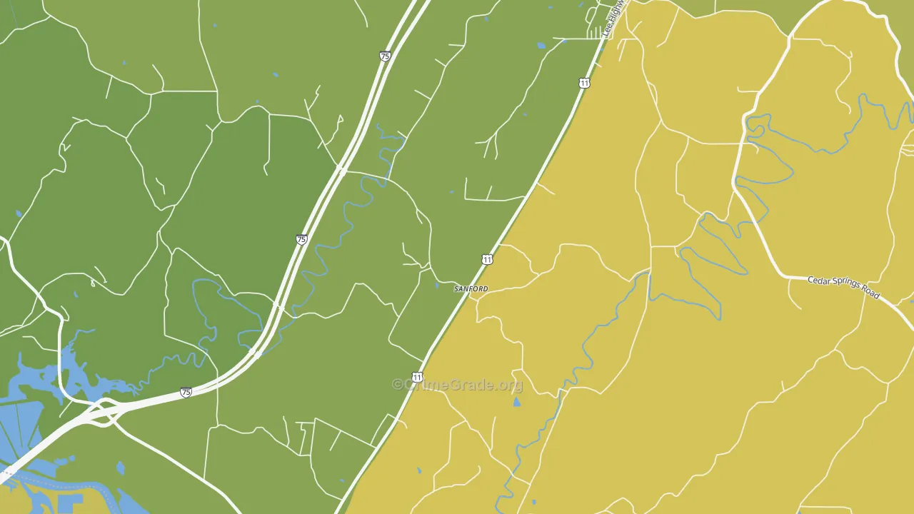 Sanford, TN Map of Theft Rates