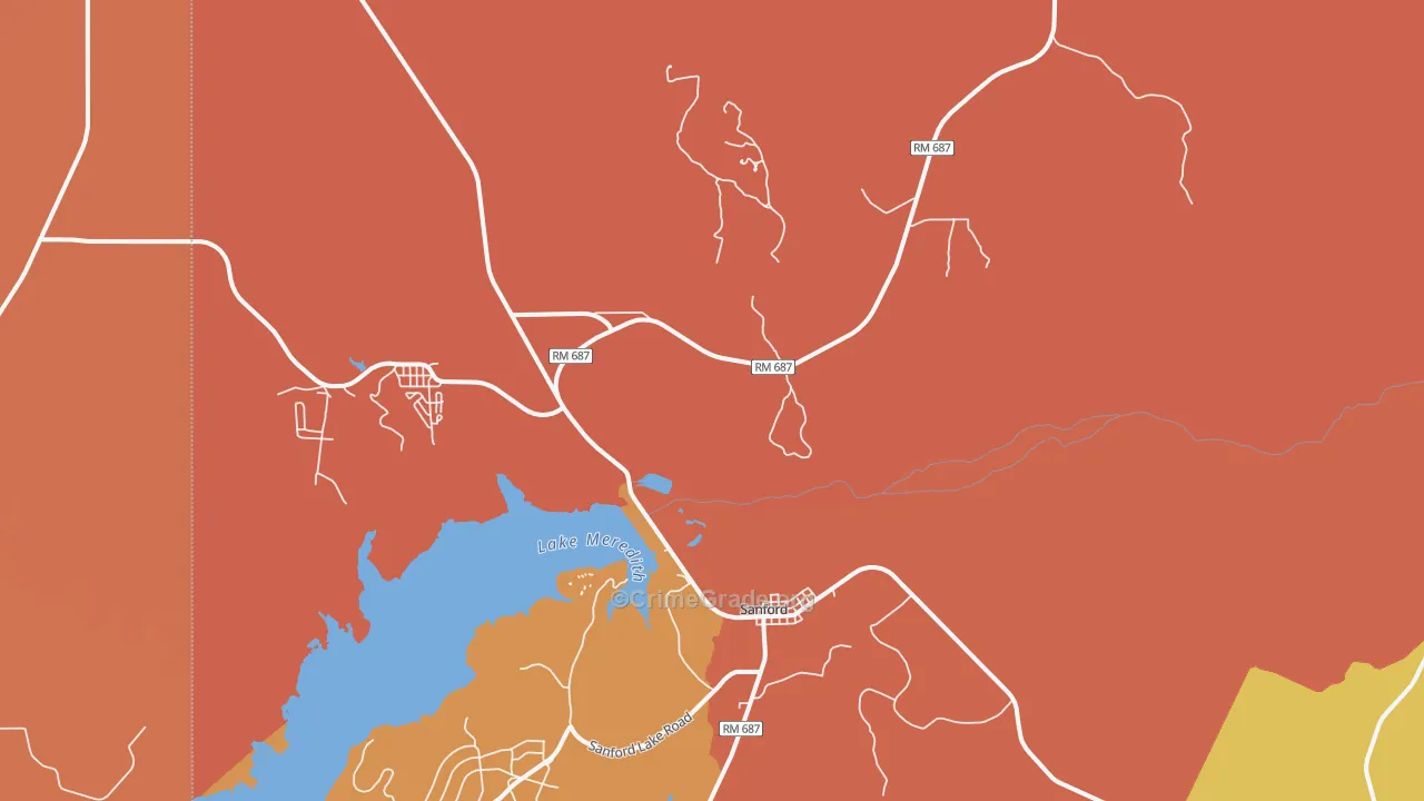 Sanford, TX Map of Theft Rates