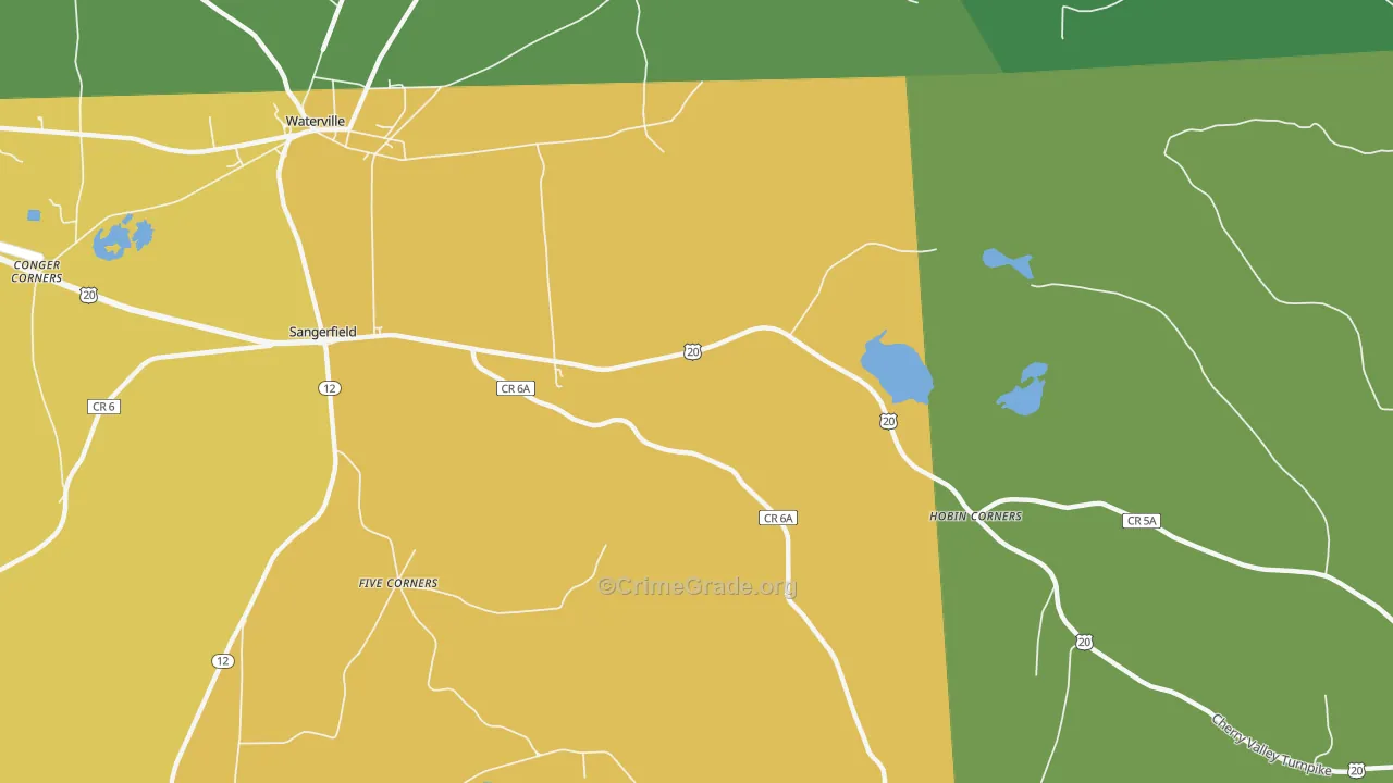 Sangerfield, NY Map of Theft Rates