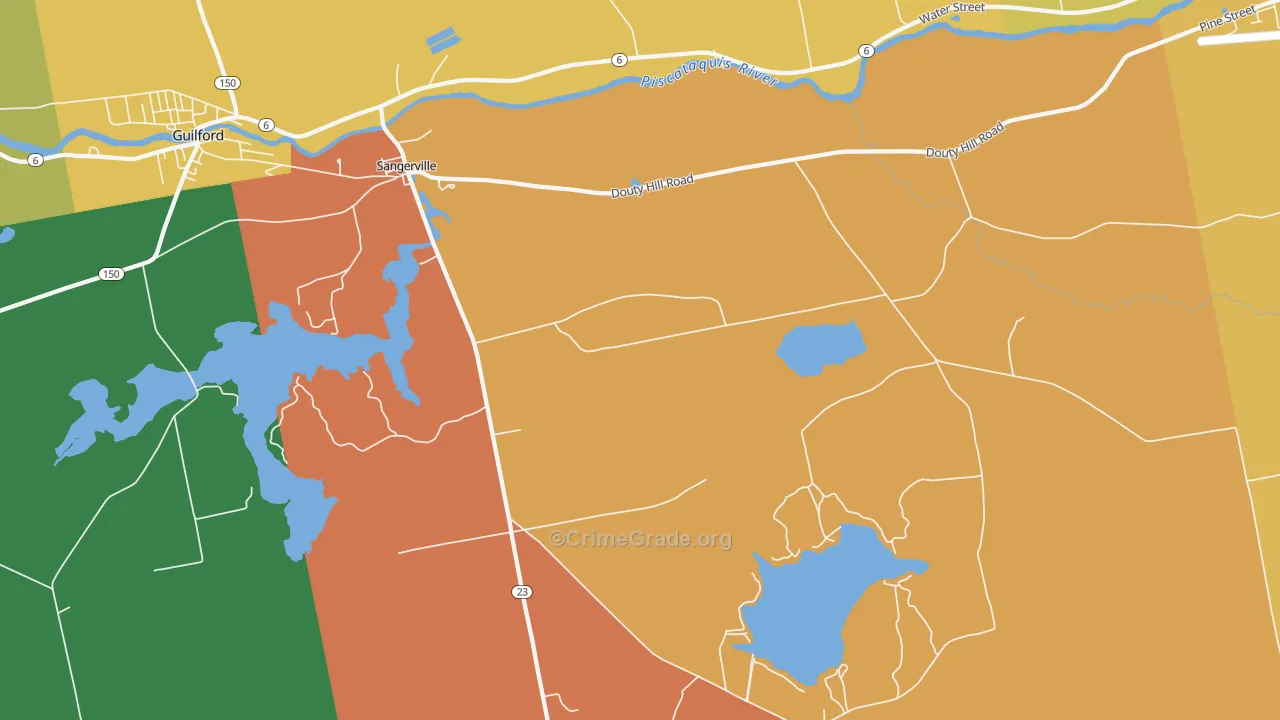 Sangerville, ME Map of Theft Rates