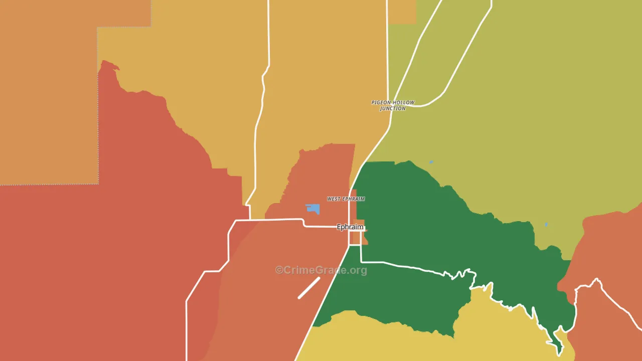 Sanpete County, UT Map of Theft Rates