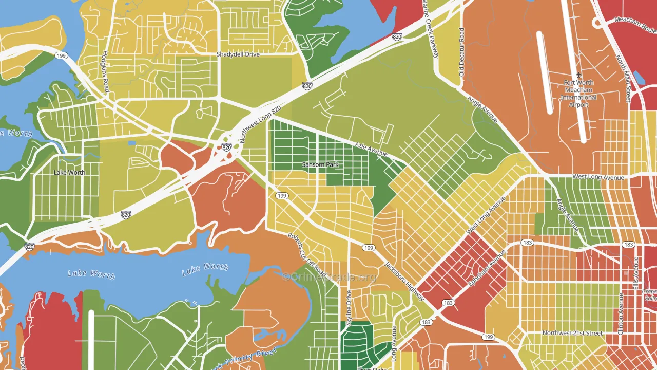 Sansom Park, TX Map of Theft Rates