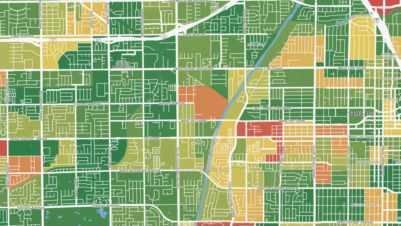 Santa Anita, Santa Ana, CA Map of Theft Rates