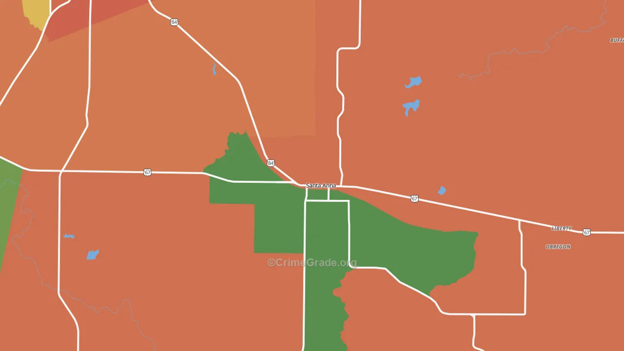 Santa Anna, TX Map of Theft Rates