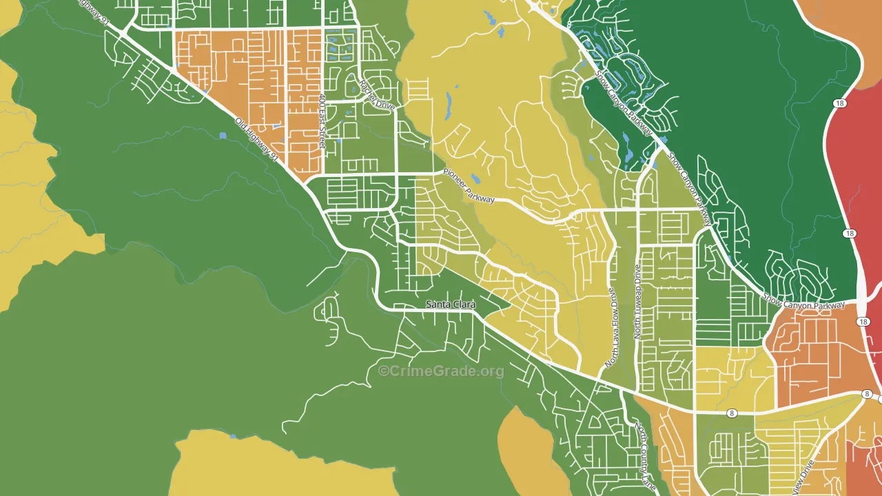Santa Clara Heights, Santa Clara, UT Map of Theft Rates