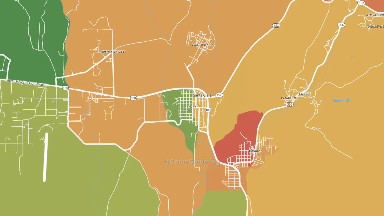 Santa Clara, NM Map of Theft Rates
