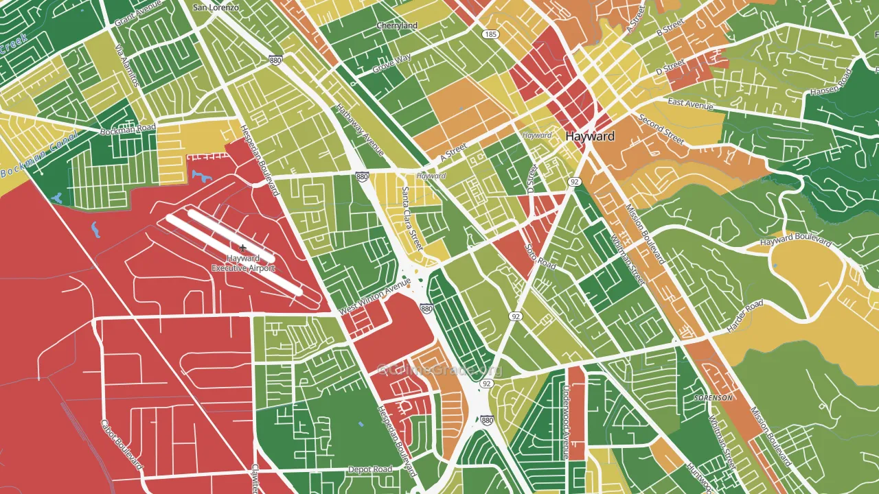 Santa Clara Street, Hayward, CA Map of Theft Rates