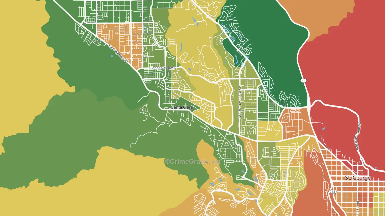 Santa Clara, UT Map of Theft Rates