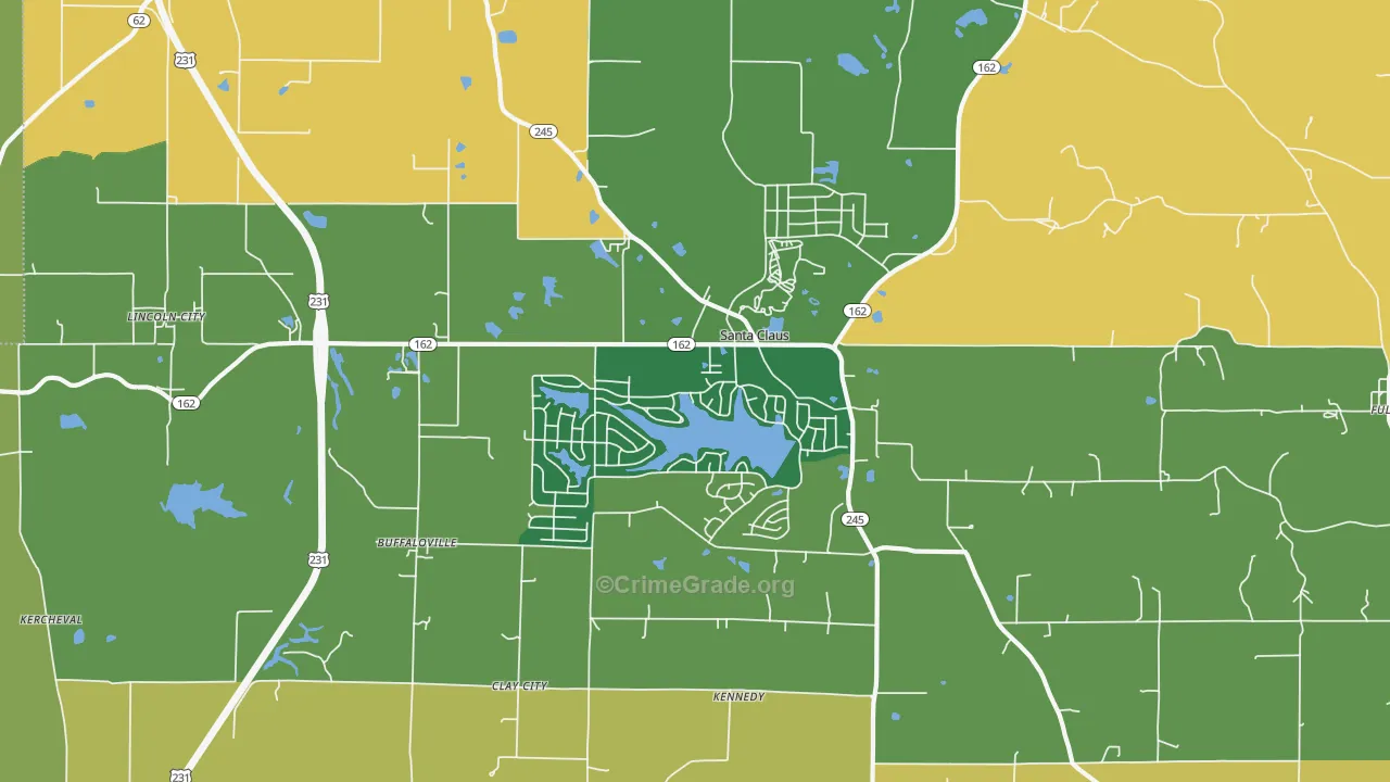 Santa Claus, IN Map of Theft Rates