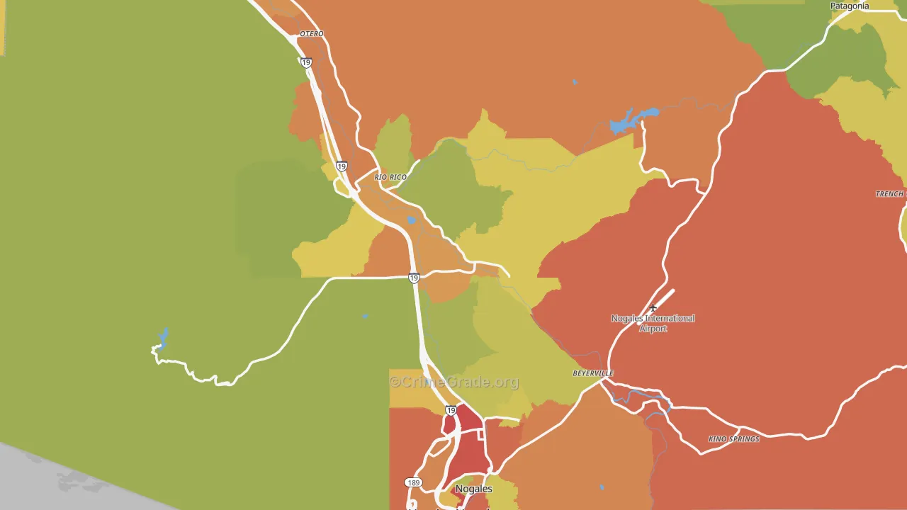 Santa Cruz County, AZ Map of Theft Rates