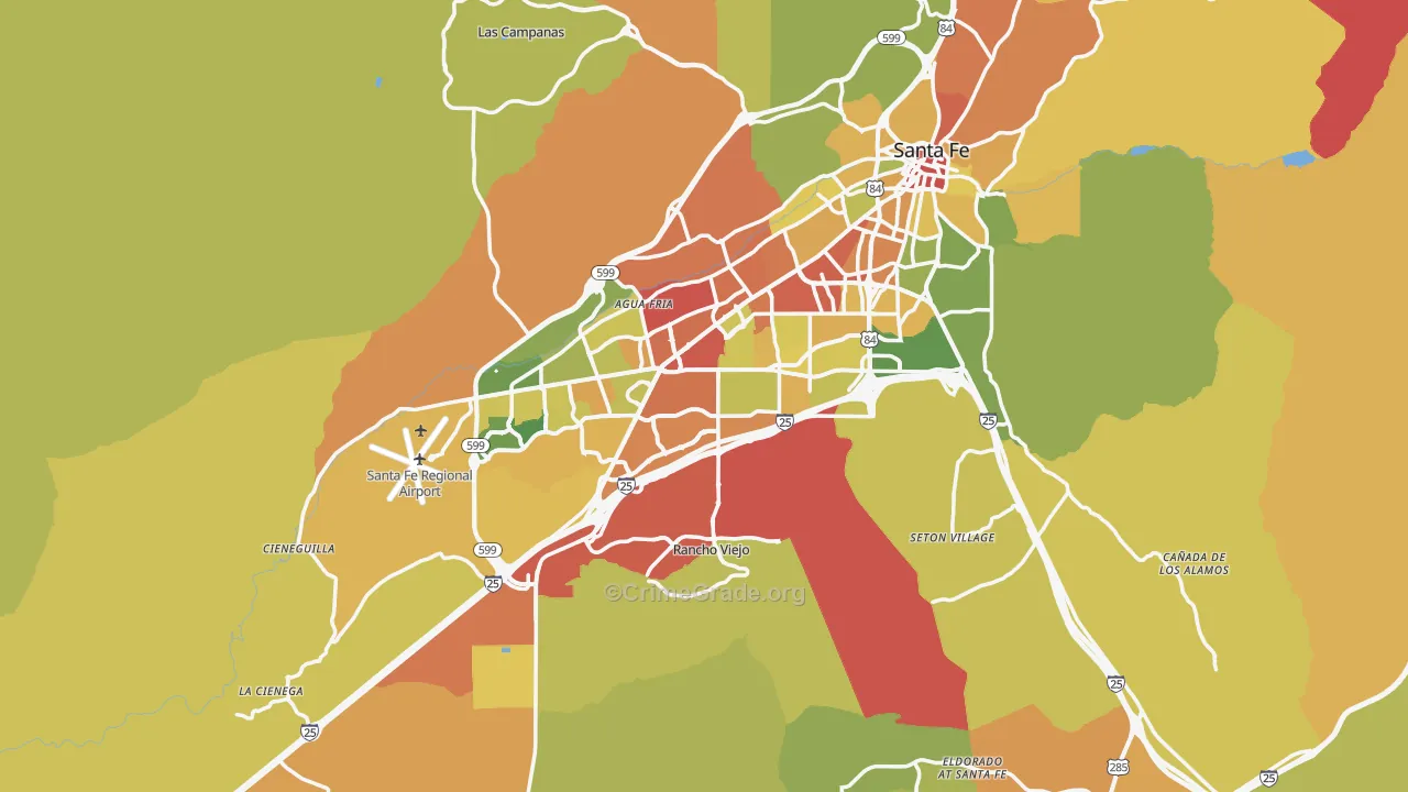 Santa Fe County, NM Map of Theft Rates
