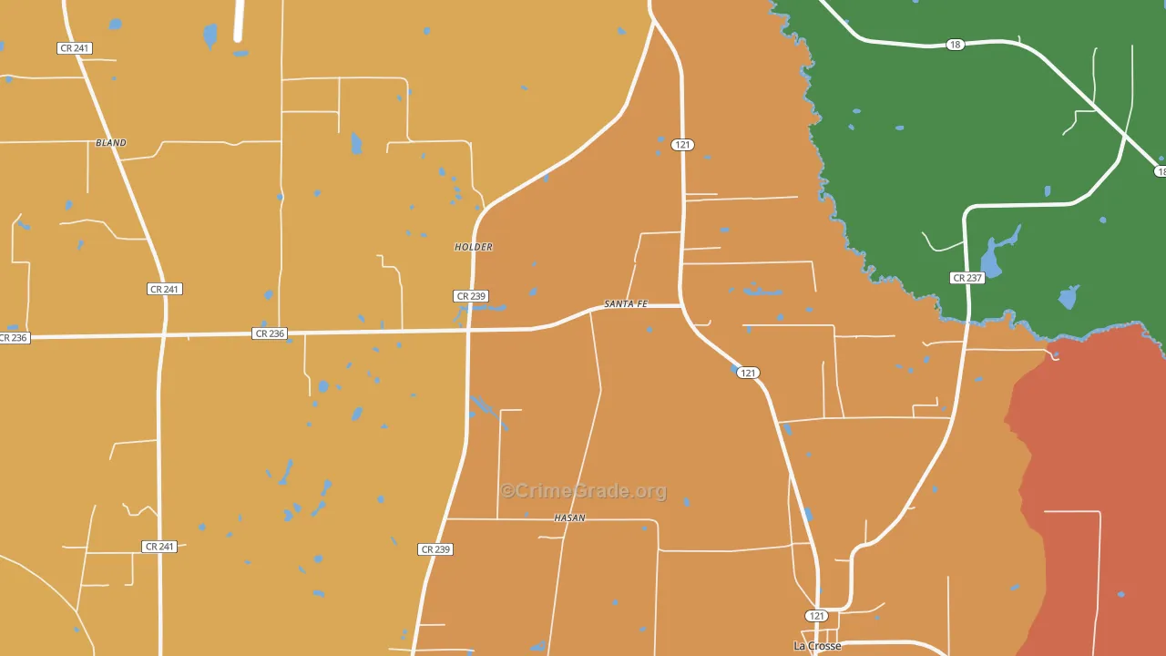 Santa Fe, FL Map of Theft Rates