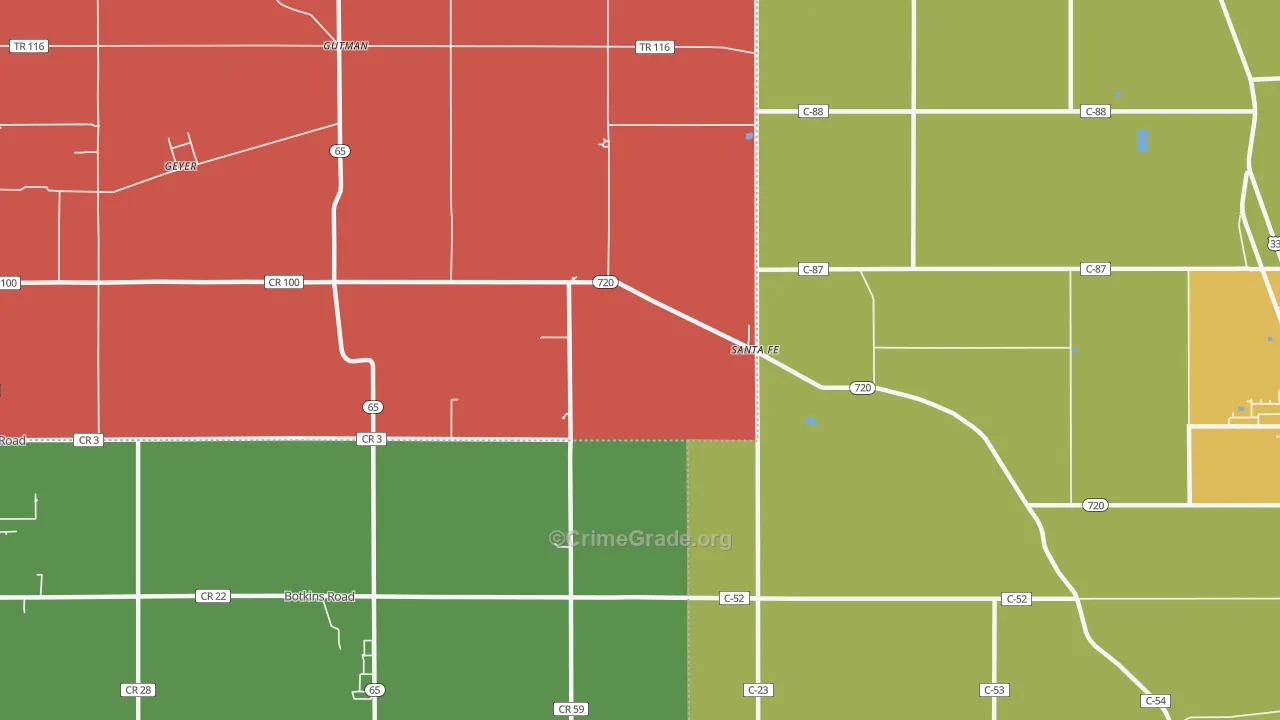 Santa Fe, OH Map of Theft Rates