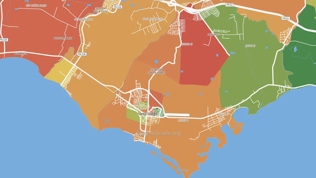 Santa Isabel, PR Map of Theft Rates