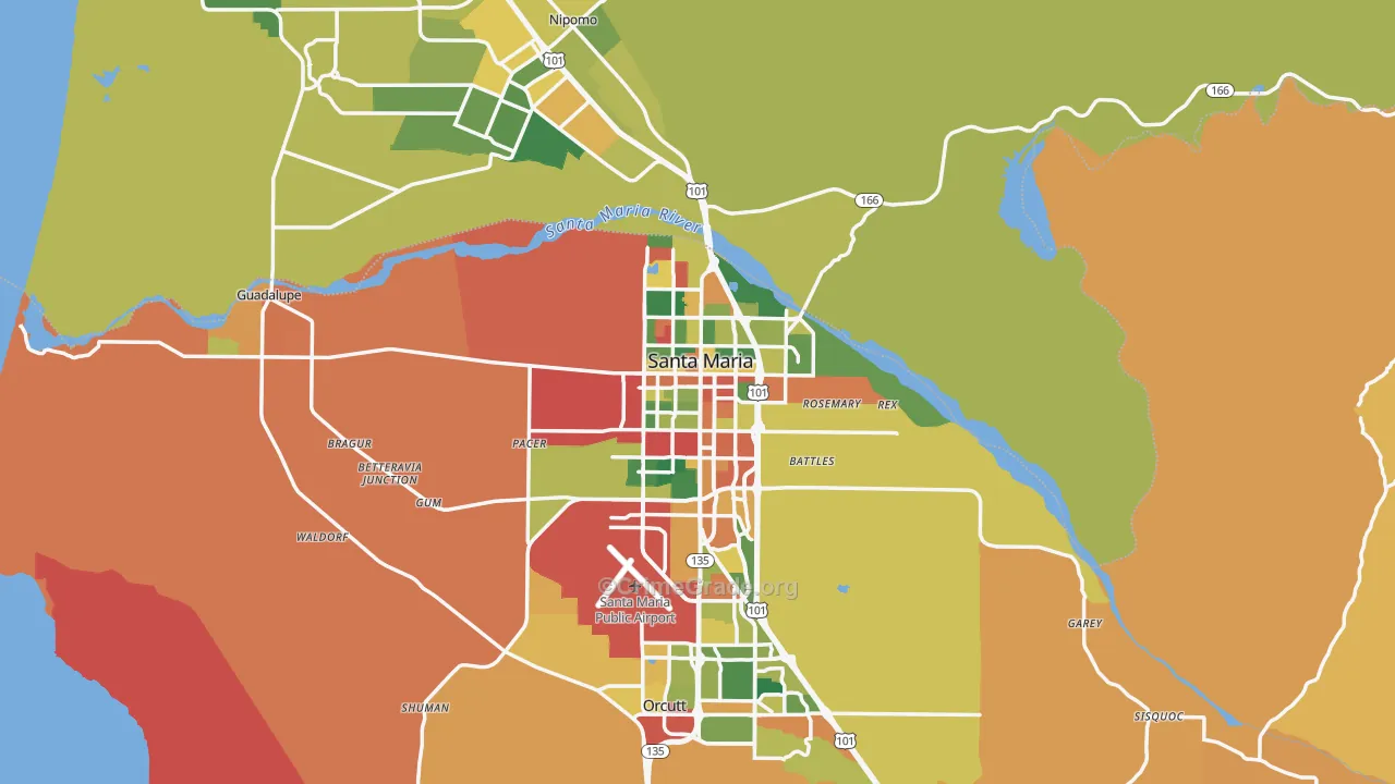 Santa Maria, CA Map of Theft Rates