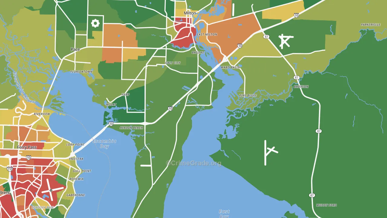 Santa Rosa County, FL Map of Theft Rates