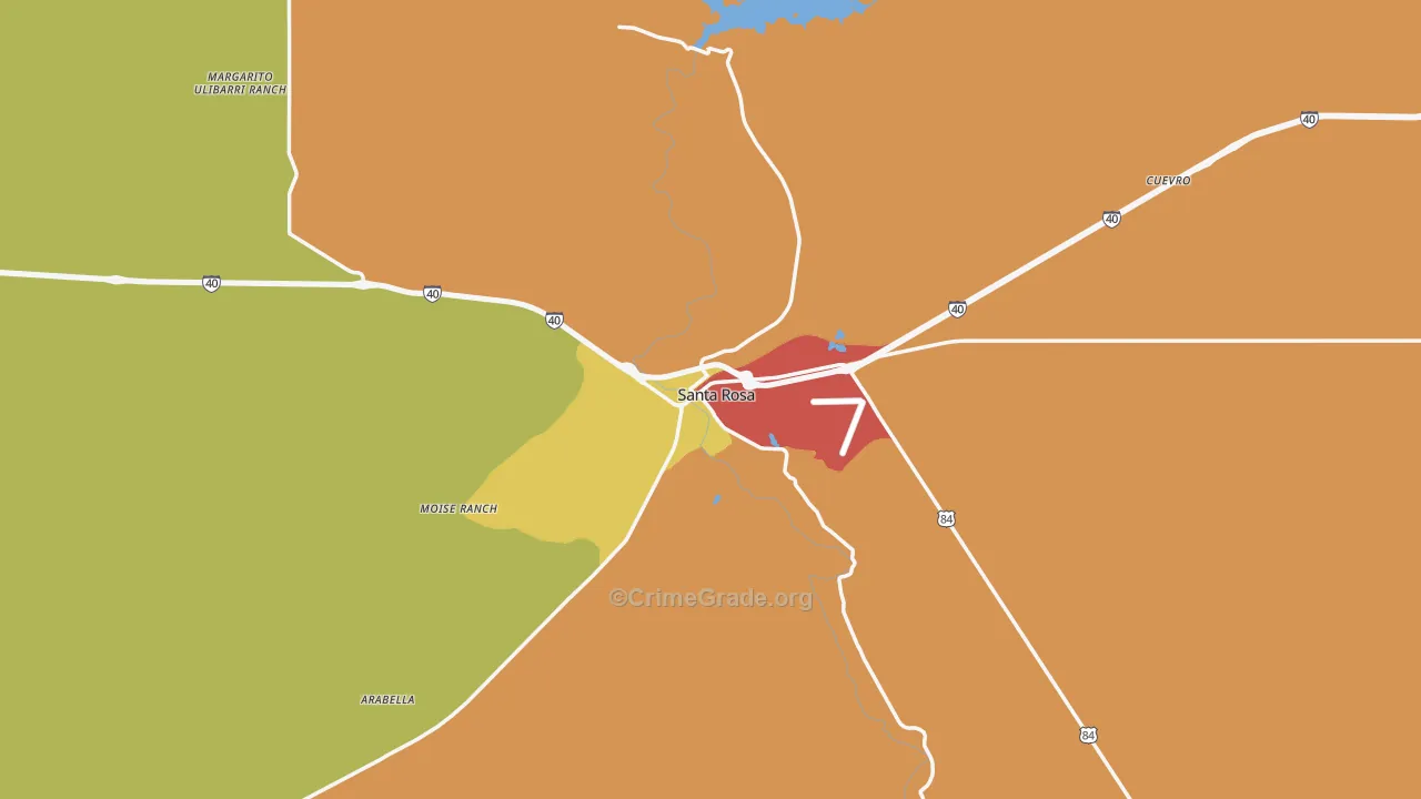 Santa Rosa, NM Map of Theft Rates