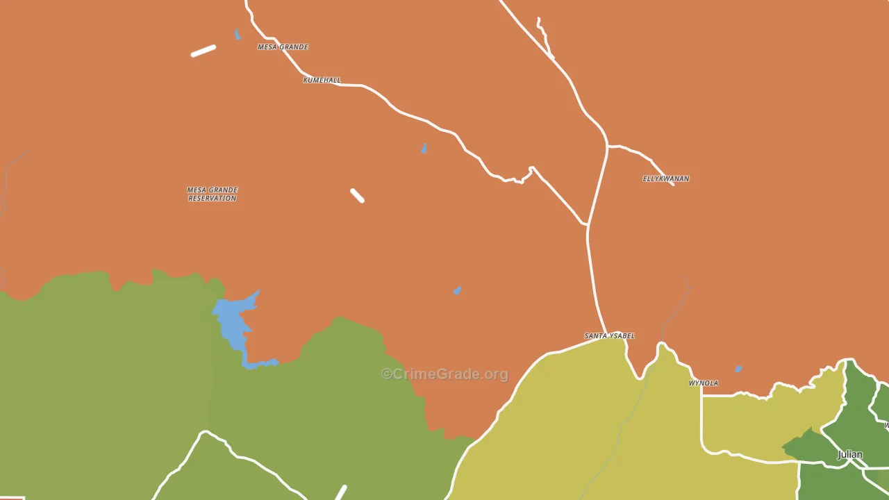 Santa Ysabel, CA Map of Theft Rates