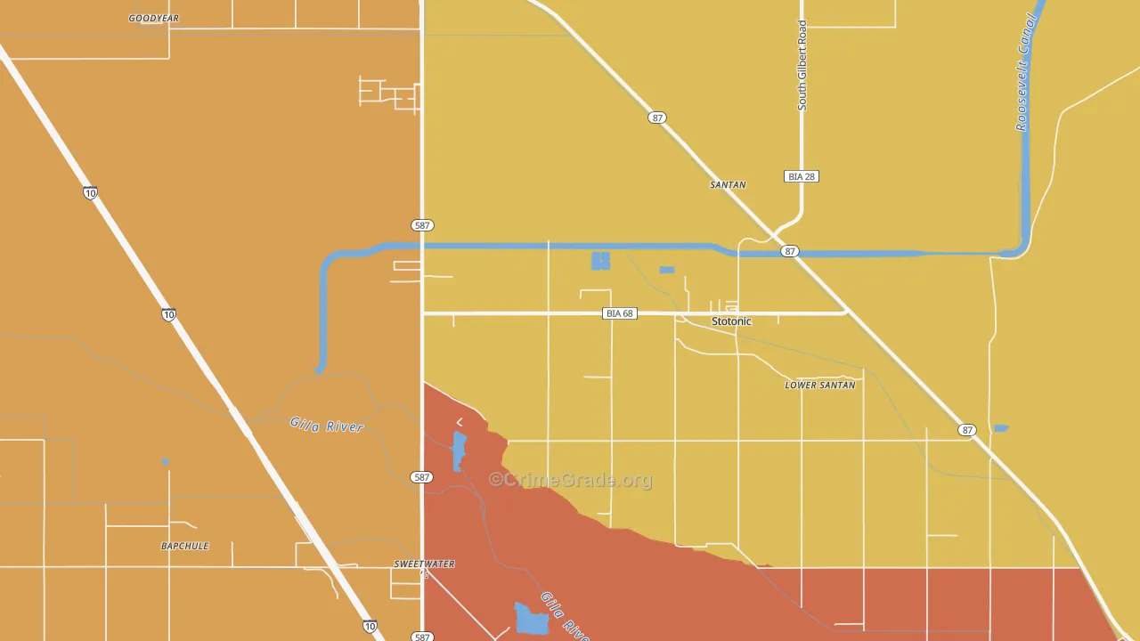 Santan, AZ Map of Theft Rates