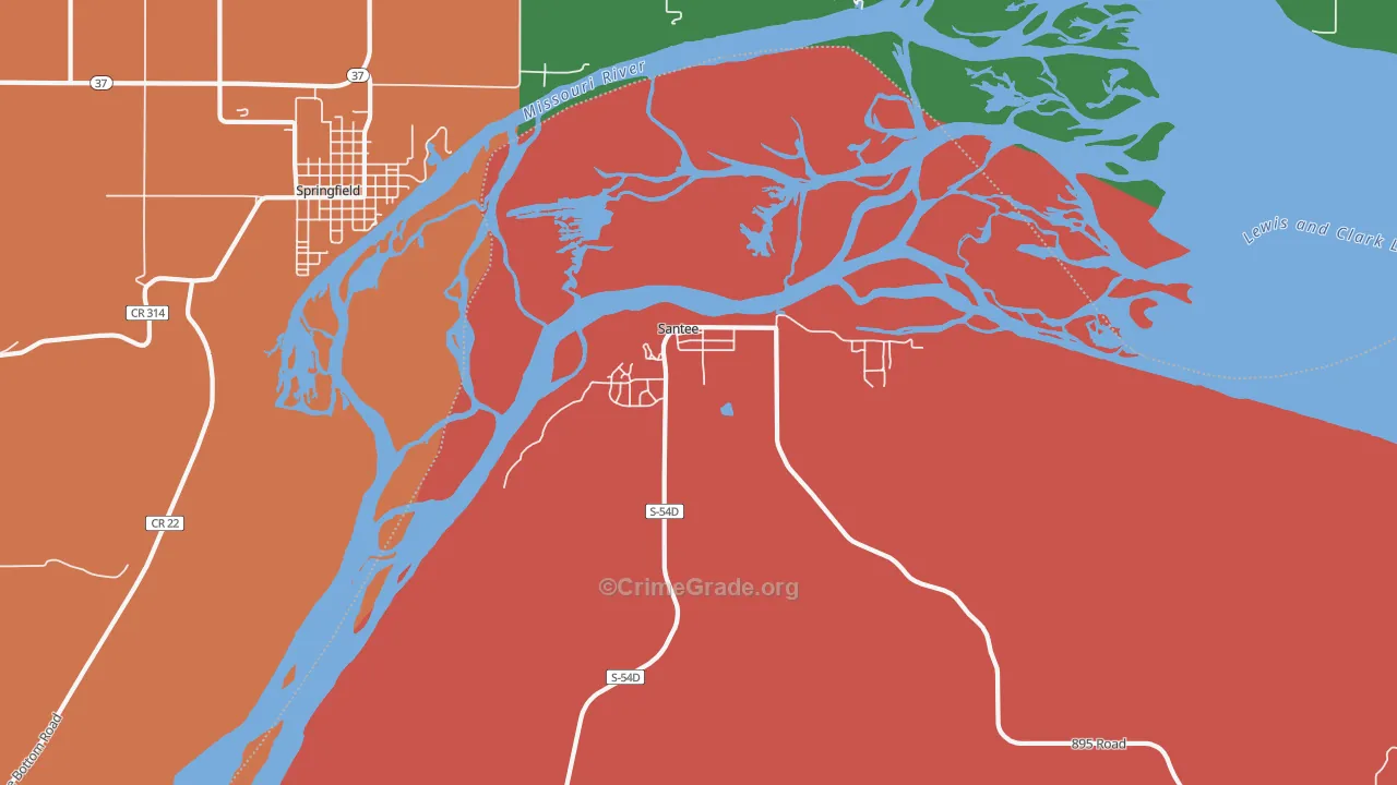 Santee, NE Map of Theft Rates