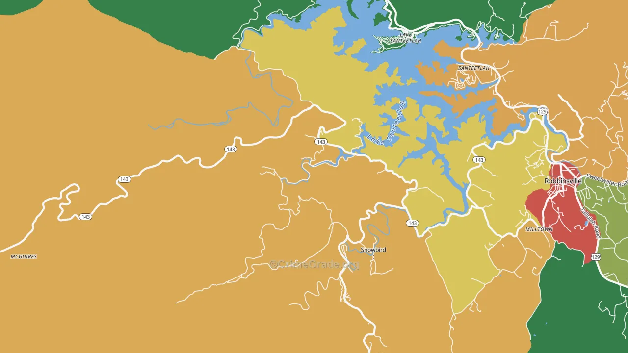 Santeetlah, NC Map of Theft Rates