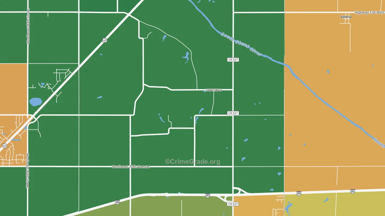 Santiago, IA Map of Theft Rates