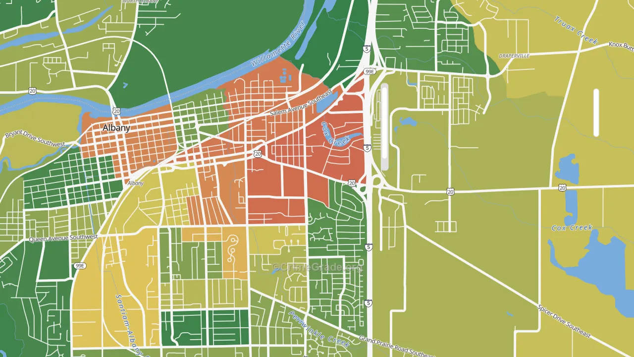 Santiam, Albany, OR Map of Theft Rates