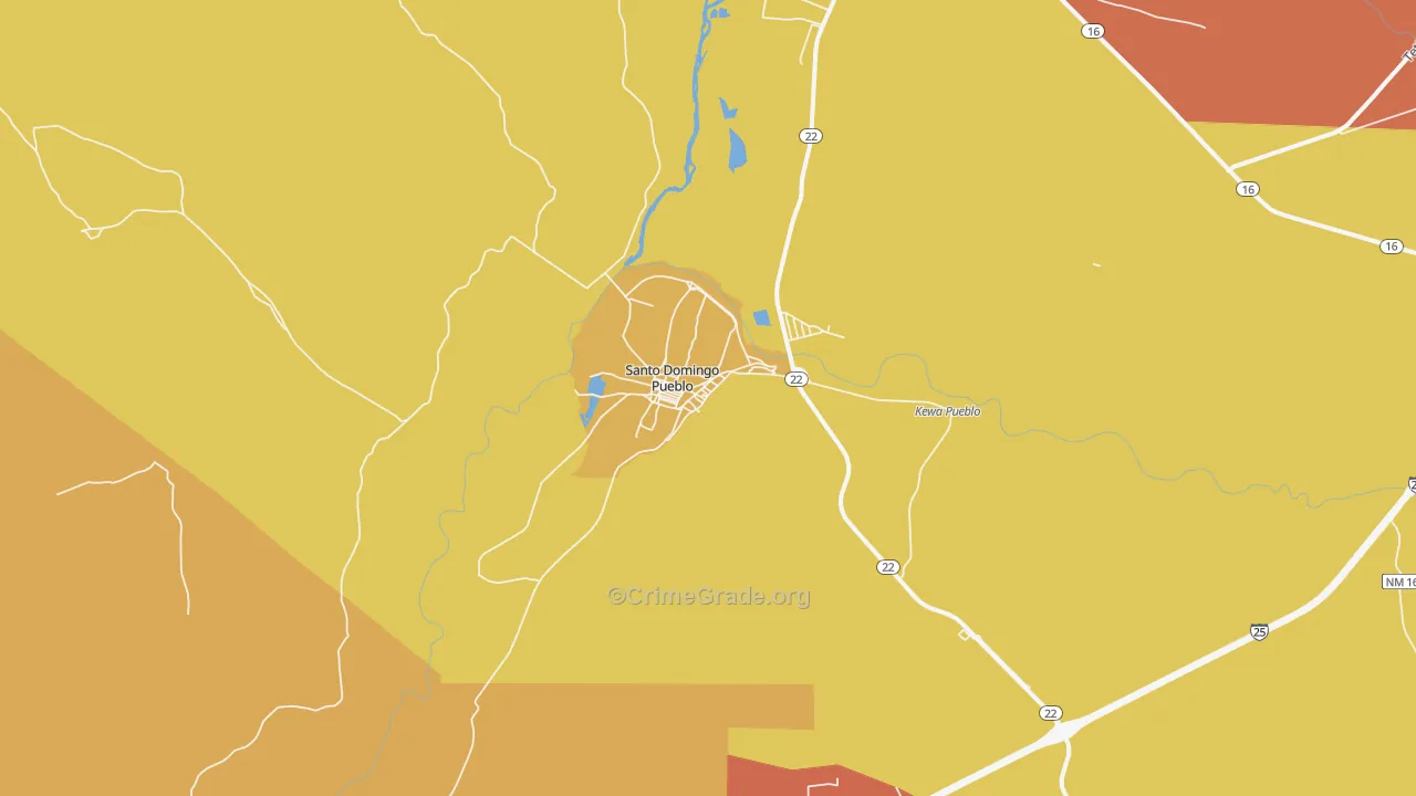 Santo Domingo Pueblo, NM Map of Theft Rates