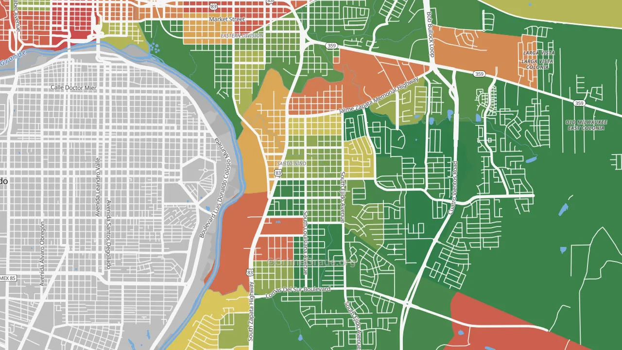 Santo Nino, Laredo, TX Map of Theft Rates