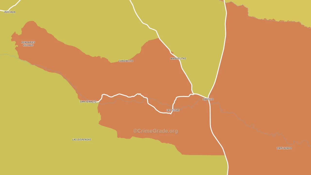 Sapello, NM Map of Theft Rates