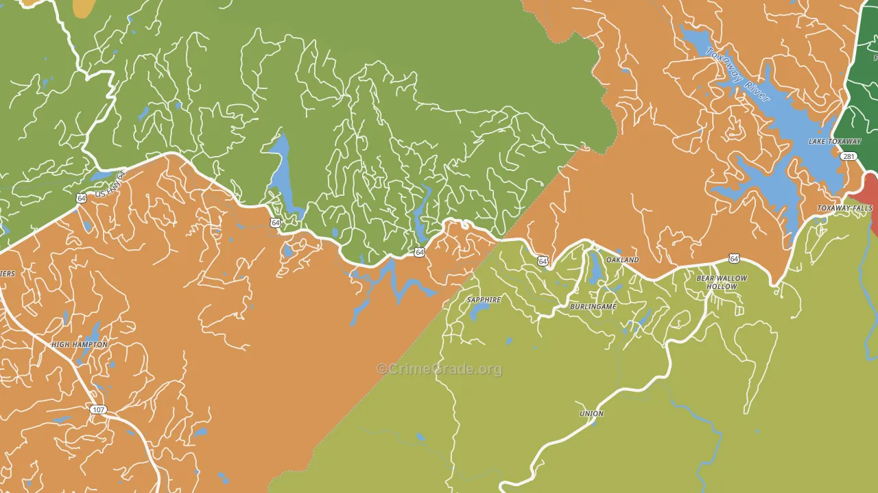 Sapphire, NC Map of Theft Rates