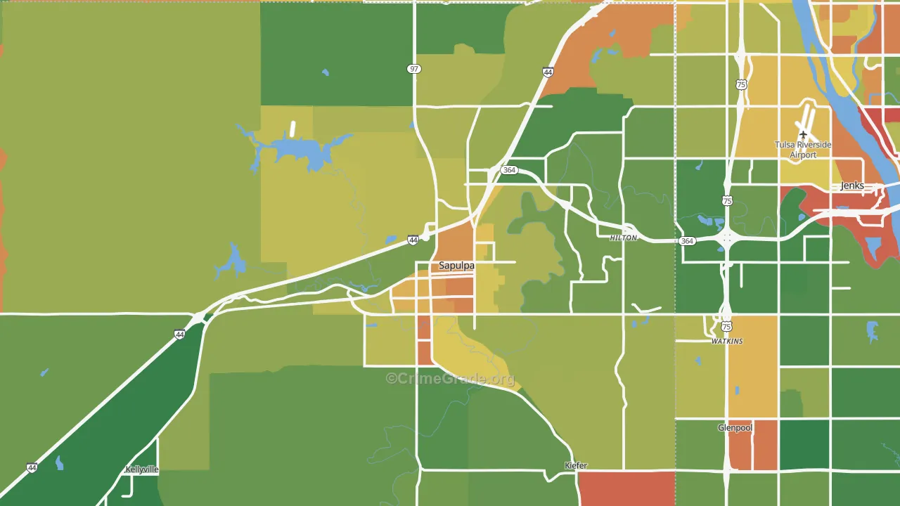 Sapulpa, OK Map of Theft Rates