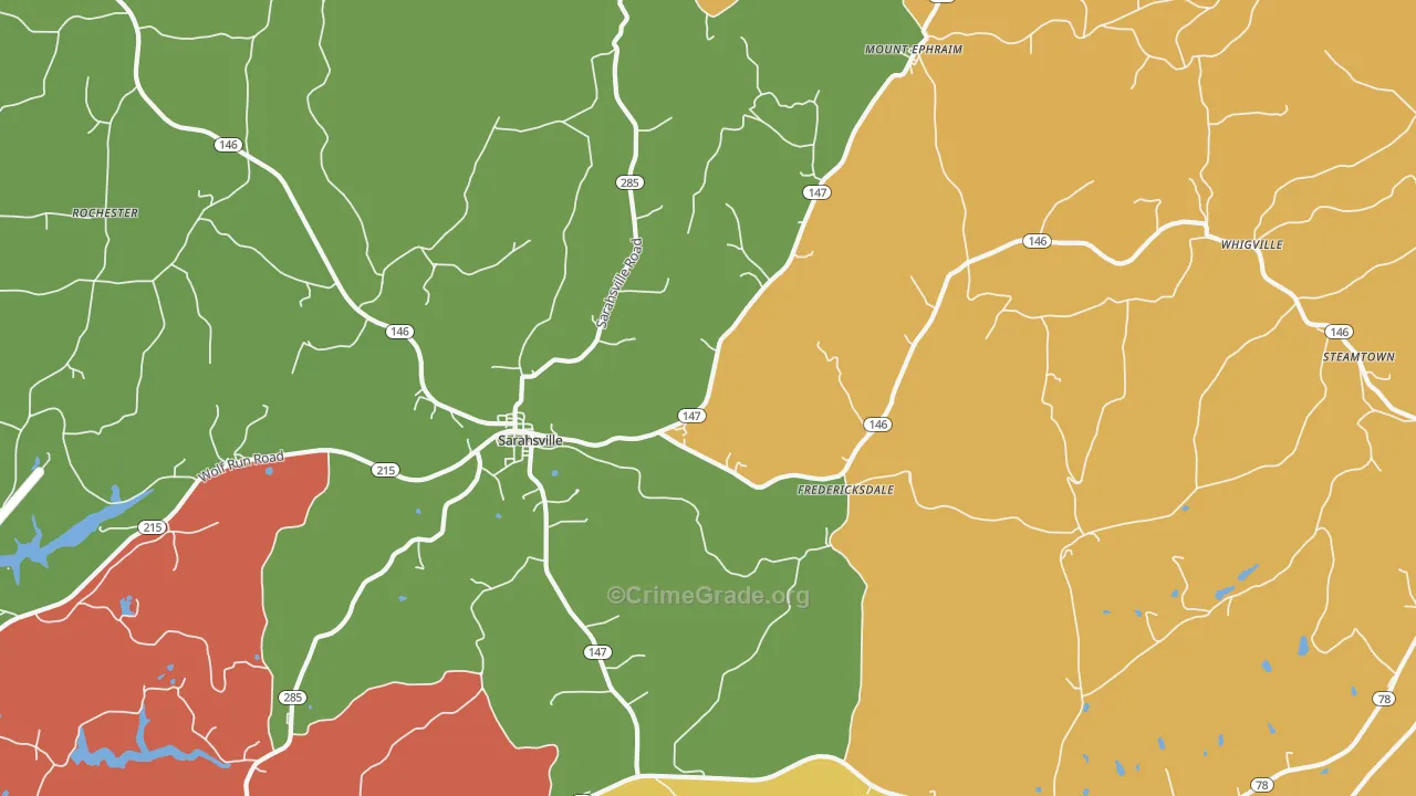 Sarahsville, OH Map of Theft Rates