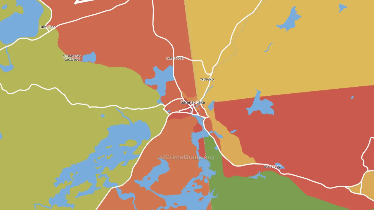 Saranac Lake, NY Map of Theft Rates