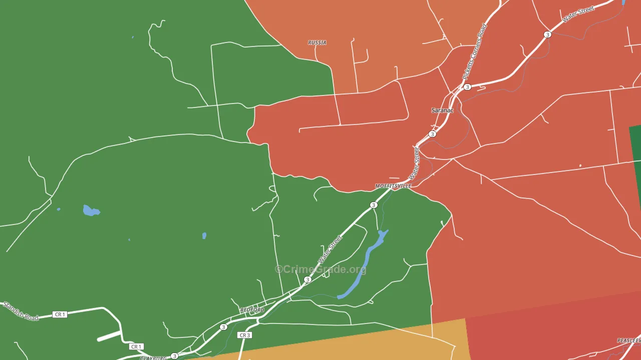 Saranac, NY Map of Theft Rates