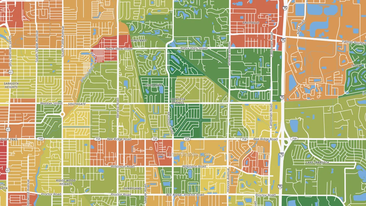 Sarasota Springs, FL Map of Theft Rates
