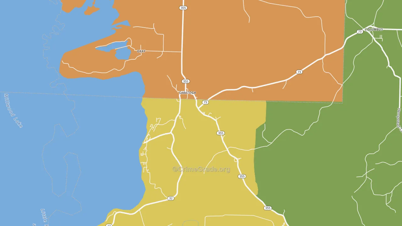 Saratoga, AR Map of Theft Rates