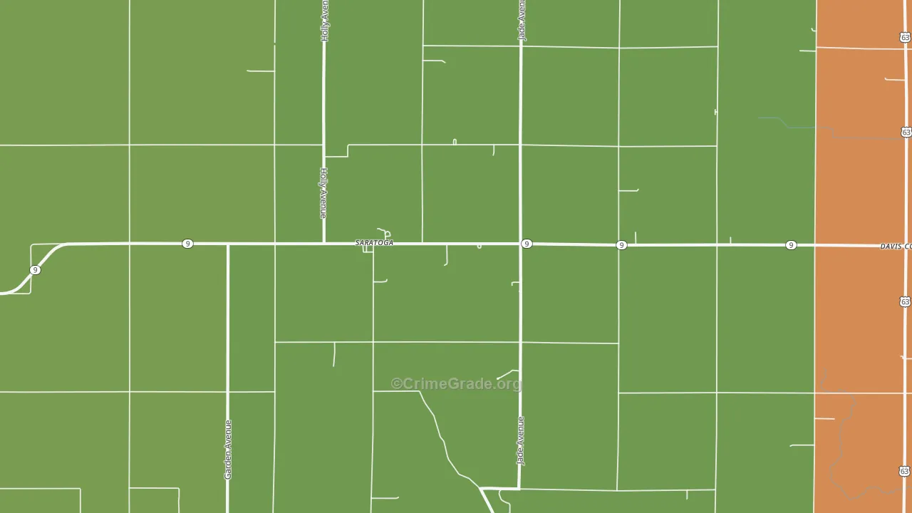 Saratoga, IA Map of Theft Rates